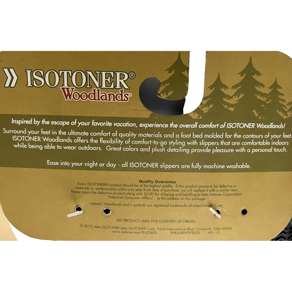 Woodlands Isotoner Buckskin Slippers Sm 5-6 Dk. Chocolate EVA Heel Cushion NEW - Picture 6 of 6